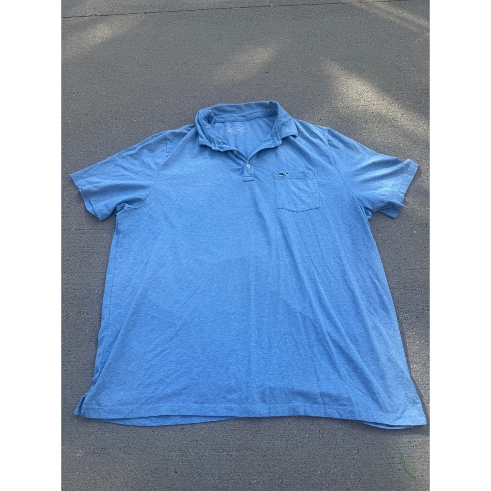 Vineyard Vines Edgartown Polo Shirt Mens XL Blue Pima Cotton Blend Pocket Whale